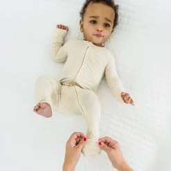 For New Moms|Hospital Matching Moments<Little Sleepies Ribbed Zippy Heather Oatmeal
