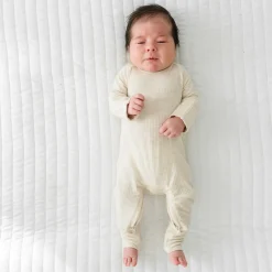 For New Moms|Hospital Matching Moments<Little Sleepies Ribbed Crescent Zippy Heather Oatmeal