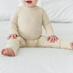 For New Moms|Hospital Matching Moments<Little Sleepies Ribbed Crescent Zippy Heather Oatmeal