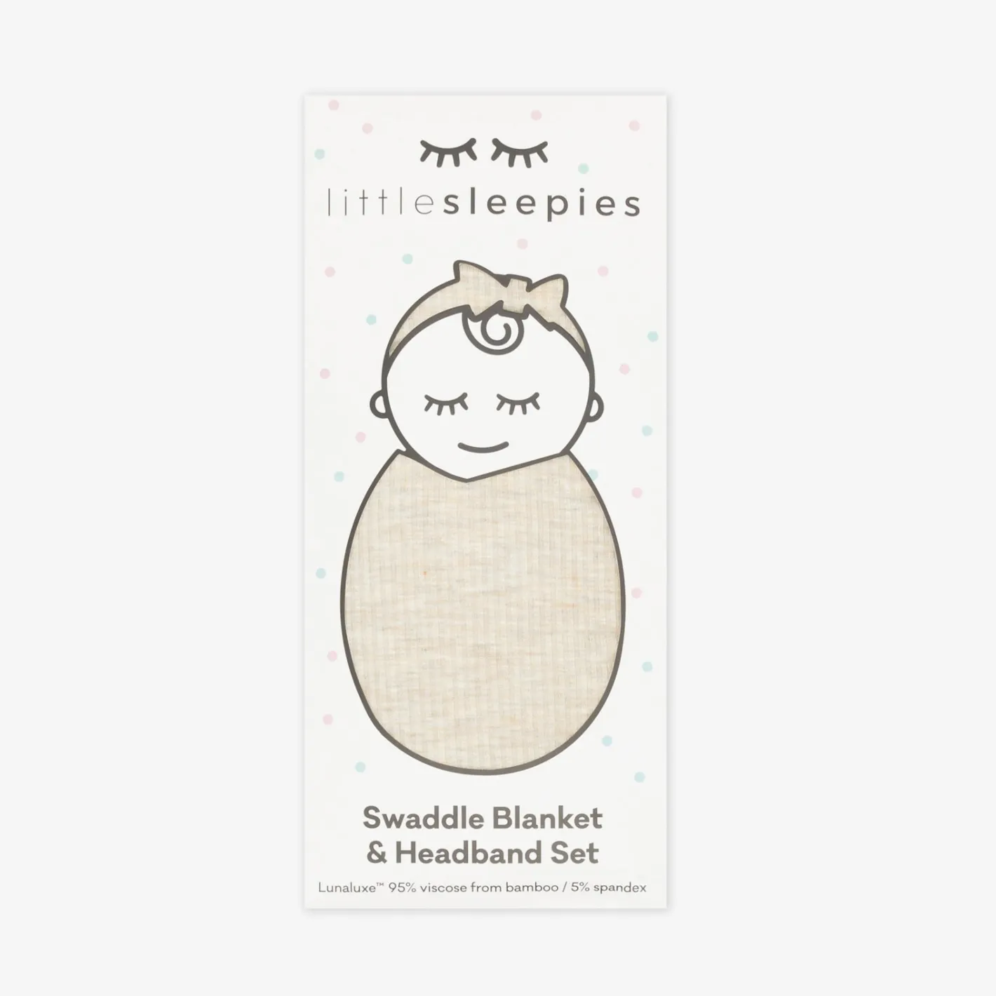 Layette|Swaddles<Little Sleepies Ribbed Swaddle & Luxe Bow Headband Set Heather Oatmeal