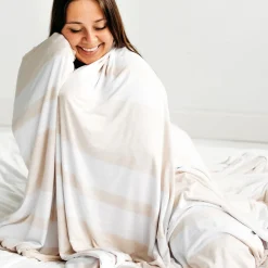Cloud Blankets|Cloud Blankets<Little Sleepies Oversized Cloud Blanket® Heather Oatmeal Stripe
