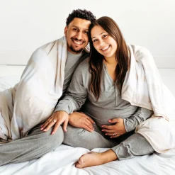 Cloud Blankets|Cloud Blankets<Little Sleepies Oversized Cloud Blanket® Heather Oatmeal Stripe