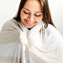Cloud Blankets|Cloud Blankets<Little Sleepies Oversized Cloud Blanket® Heather Oatmeal Stripe