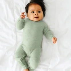 Zippies|Mommy & Me<Little Sleepies Ribbed Crescent Zippy Heather Sage
