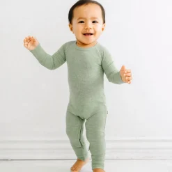 Zippies|Mommy & Me<Little Sleepies Ribbed Crescent Zippy Heather Sage