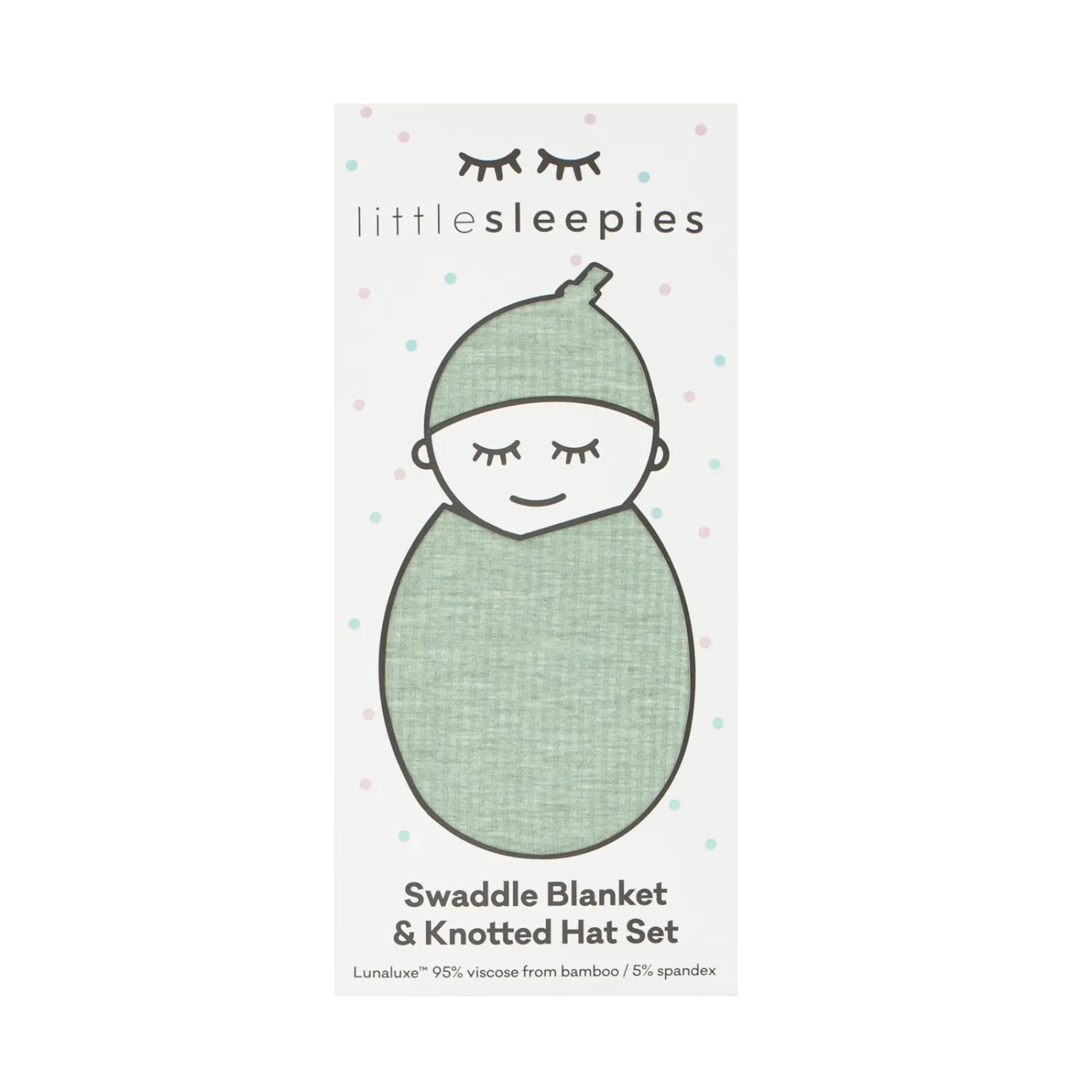 Layette|Swaddles<Little Sleepies Ribbed Swaddle & Hat Set Heather Sage