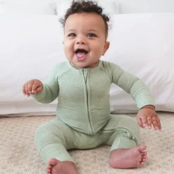 For New Moms|Hospital Matching Moments<Little Sleepies Ribbed Zippy Heather Sage