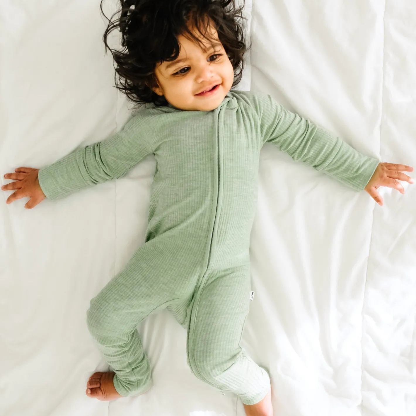 For New Moms|Hospital Matching Moments<Little Sleepies Ribbed Zippy Heather Sage