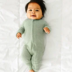 For New Moms|Hospital Matching Moments<Little Sleepies Ribbed Zippy Heather Sage