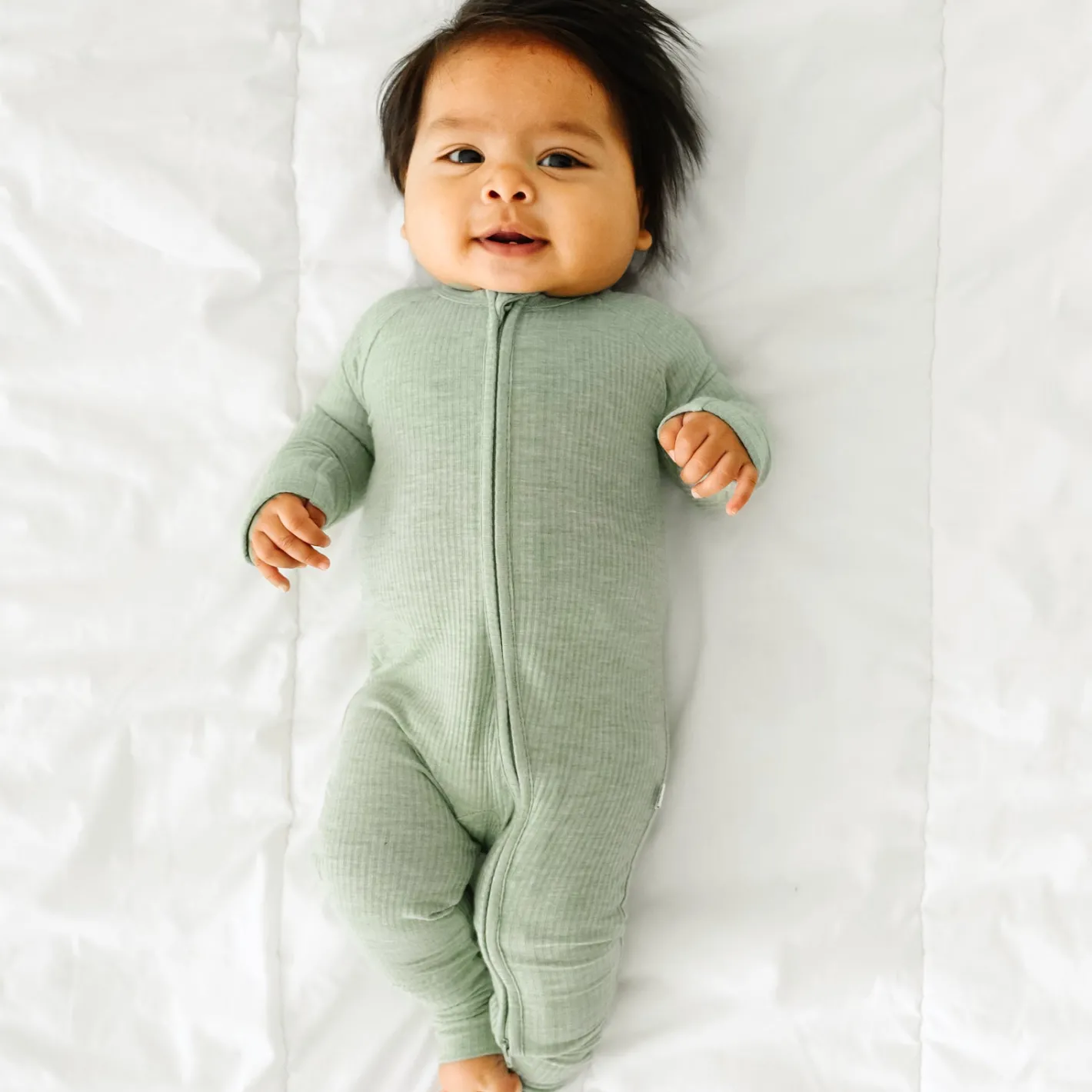 For New Moms|Hospital Matching Moments<Little Sleepies Ribbed Zippy Heather Sage