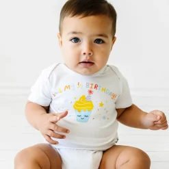 Bamboo Baby Clothes|Bodysuits<Little Sleepies It's My Half-Birthday! Graphic Bodysuit Black