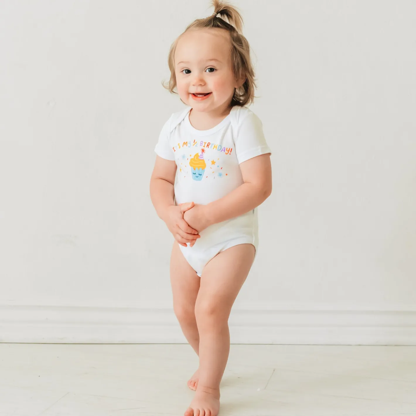 Bamboo Baby Clothes|Bodysuits<Little Sleepies It's My Half-Birthday! Graphic Bodysuit Black