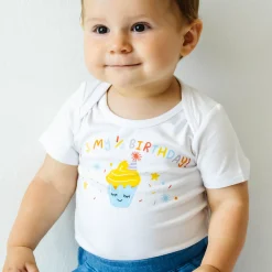 Bamboo Baby Clothes|Bodysuits<Little Sleepies It's My Half-Birthday! Graphic Bodysuit Black