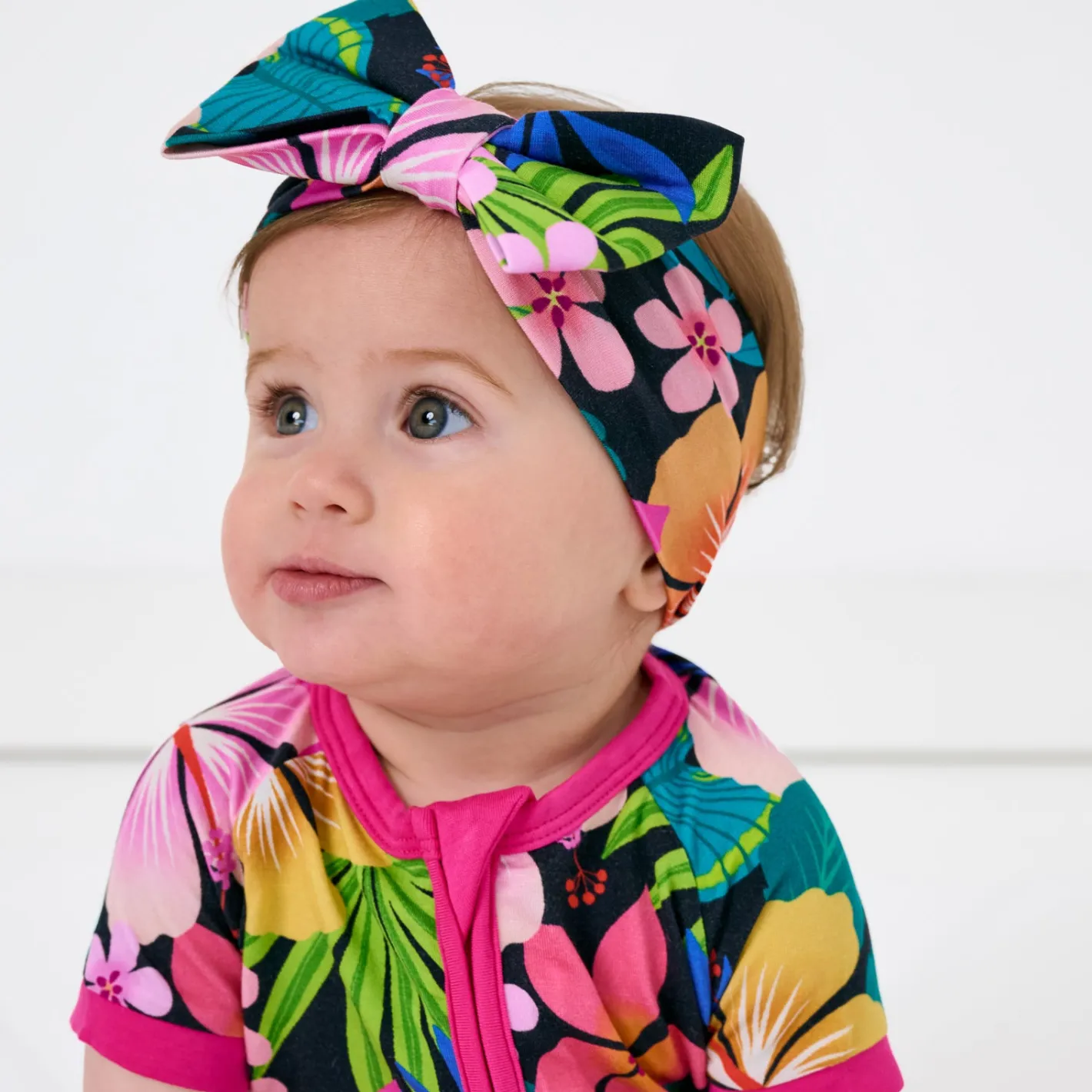 Hats & Headbands<Little Sleepies Luxe Bow Headband Jungle Blooms