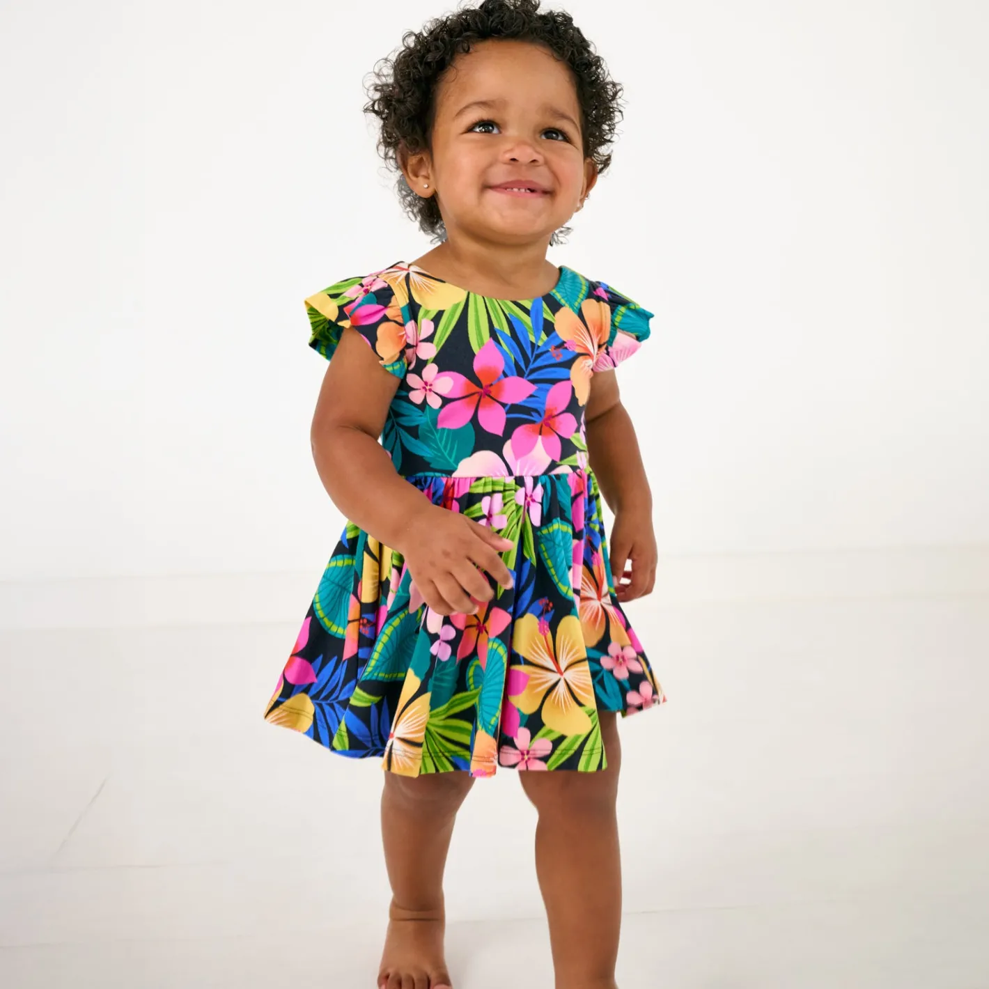 Bamboo Baby Clothes|Bodysuits<Little Sleepies Flutter Twirl Dress with Bodysuit Jungle Blooms