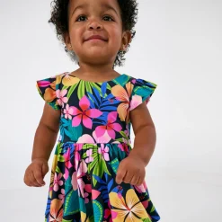 Bamboo Baby Clothes|Bodysuits<Little Sleepies Flutter Twirl Dress with Bodysuit Jungle Blooms