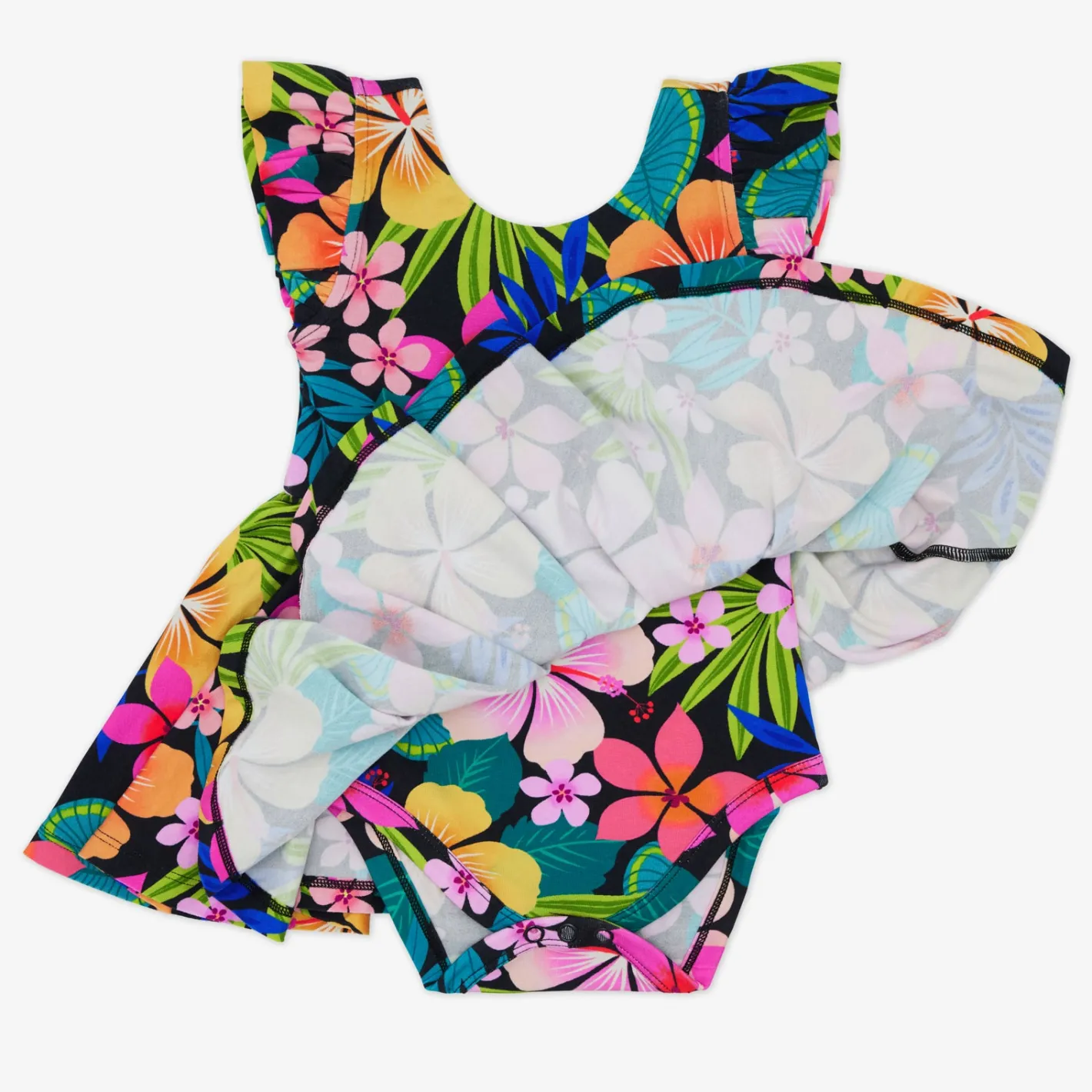 Bamboo Baby Clothes|Bodysuits<Little Sleepies Flutter Twirl Dress with Bodysuit Jungle Blooms