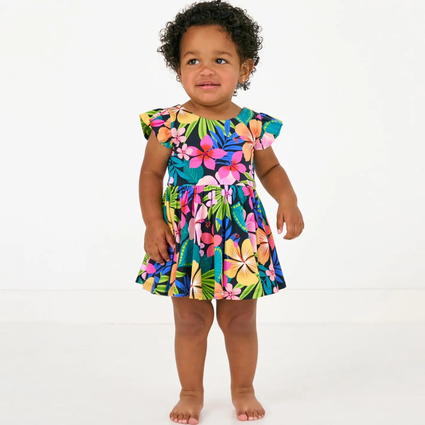 Bamboo Baby Clothes|Bodysuits<Little Sleepies Flutter Twirl Dress with Bodysuit Jungle Blooms
