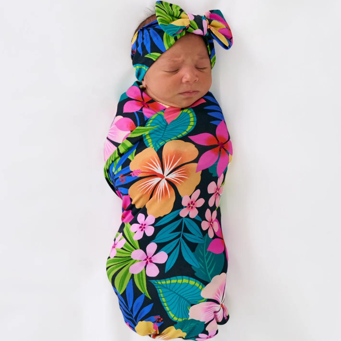 Layette|Swaddles<Little Sleepies Swaddle & Luxe Bow Headband Set Jungle Blooms