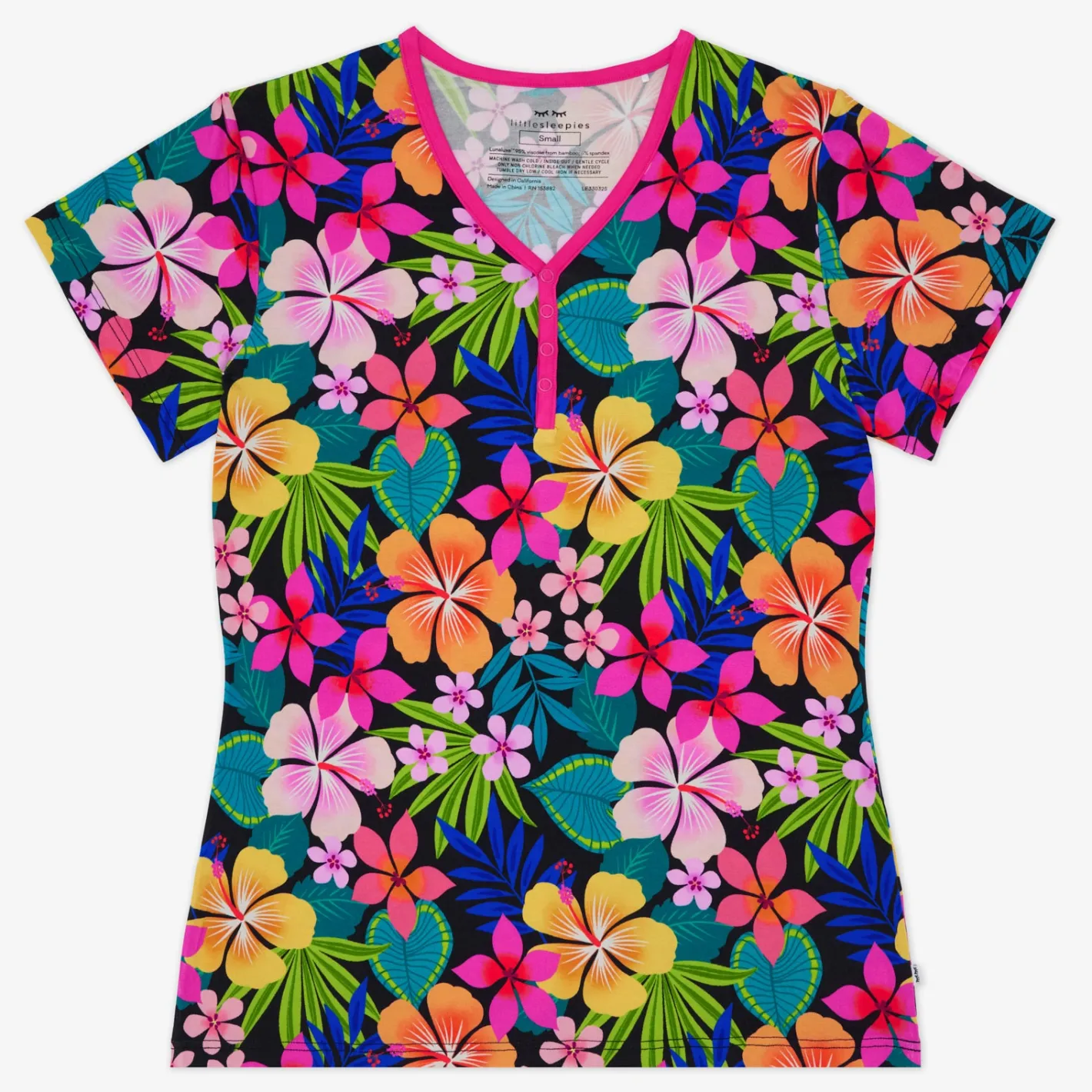 Mommy & Me|Mommy & Me<Little Sleepies Women's Short Sleeve Pajama Top Jungle Blooms