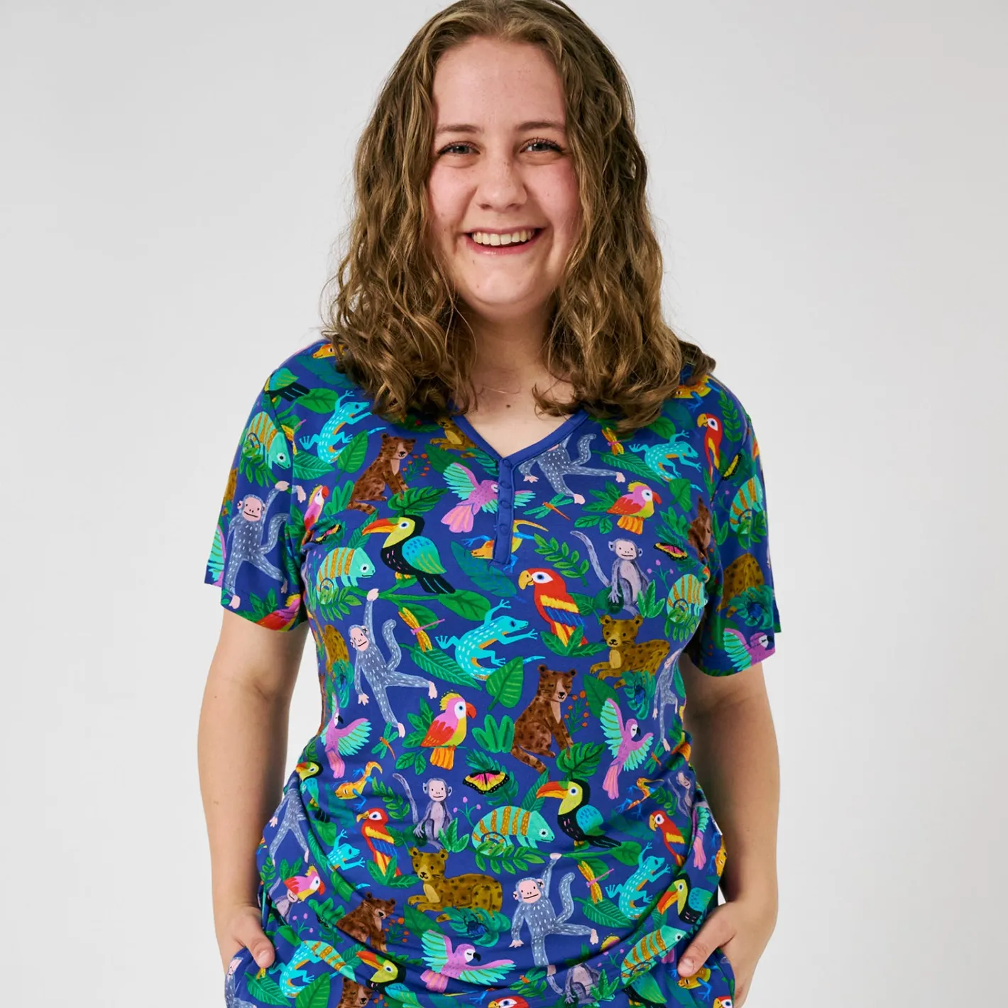 Mommy & Me|Mommy & Me<Little Sleepies Women's Short Sleeve Pajama Top Jungle Jam