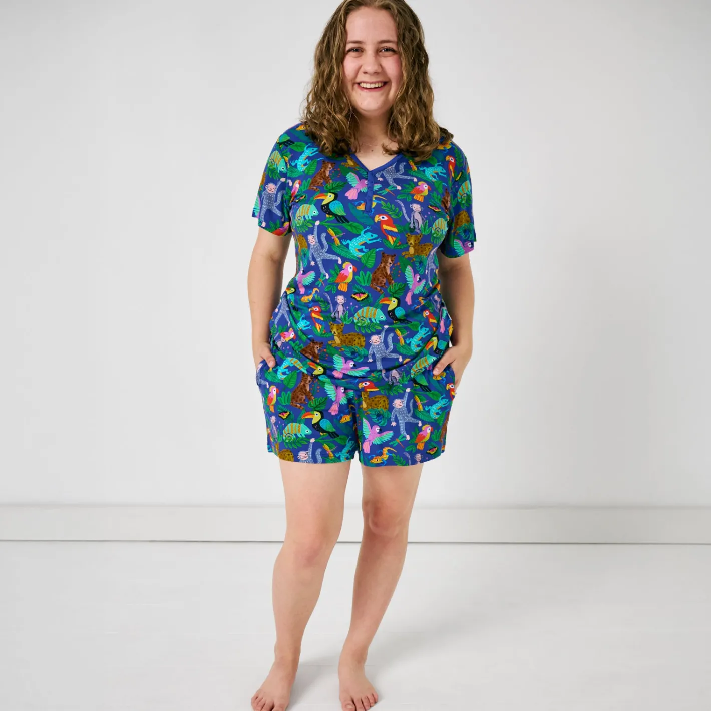 Mommy & Me|Mommy & Me<Little Sleepies Women's Short Sleeve Pajama Top Jungle Jam