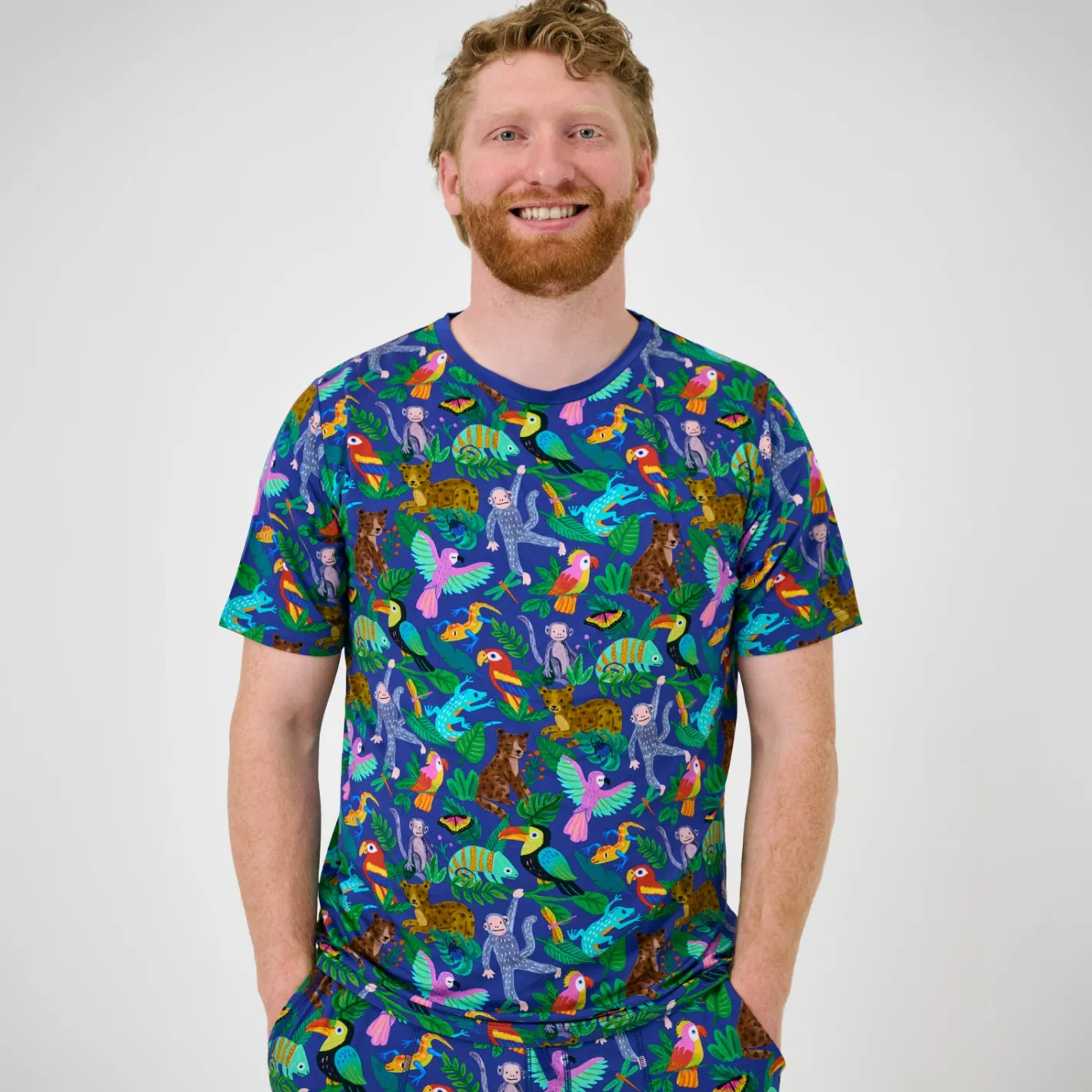 Daddy & Me|Full Family Matching<Little Sleepies Men's Short Sleeve Pajama Top Jungle Jam
