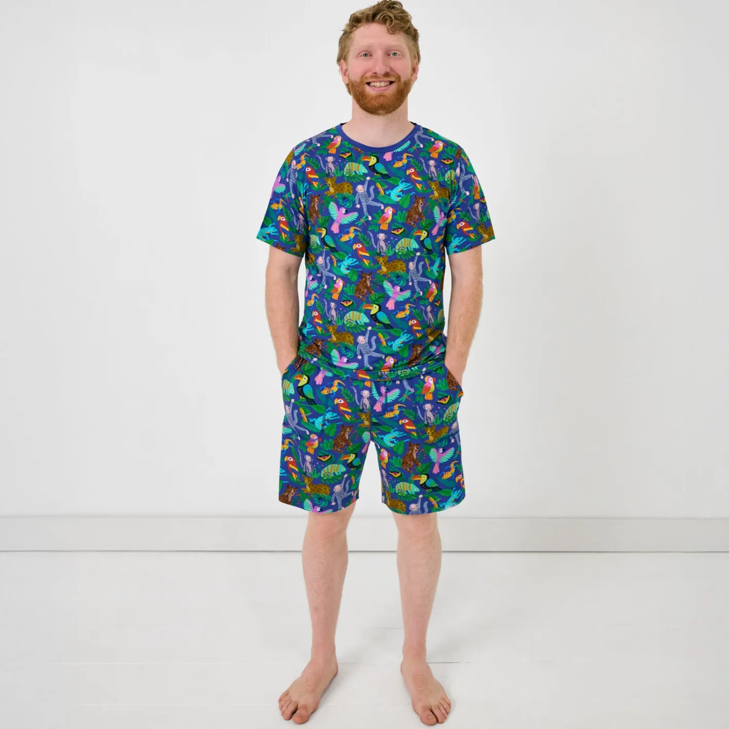 Daddy & Me|Full Family Matching<Little Sleepies Men's Short Sleeve Pajama Top Jungle Jam