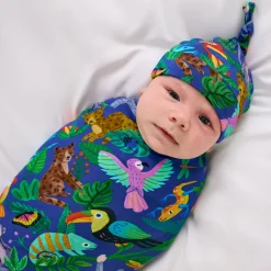 Layette|Swaddles<Little Sleepies Swaddle & Hat Set Jungle Jam