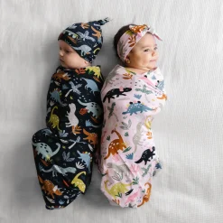 Layette|Swaddles<Little Sleepies Swaddle & Hat Set Jurassic Jungle
