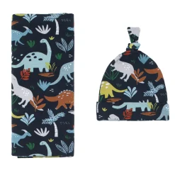 Layette|Swaddles<Little Sleepies Swaddle & Hat Set Jurassic Jungle