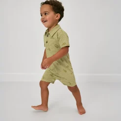 Rompers<Little Sleepies Polo Shorty Romper Jurassic Stripes