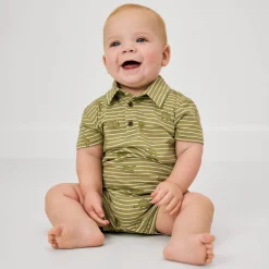 Rompers<Little Sleepies Polo Shorty Romper Jurassic Stripes