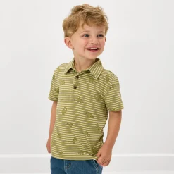 Tops & Tees|Tops & Tees<Little Sleepies Polo Shirt Jurassic Stripes