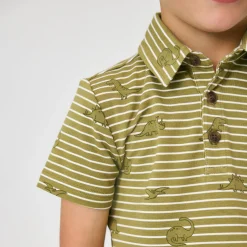 Tops & Tees|Tops & Tees<Little Sleepies Polo Shirt Jurassic Stripes