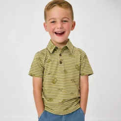 Tops & Tees|Tops & Tees<Little Sleepies Polo Shirt Jurassic Stripes
