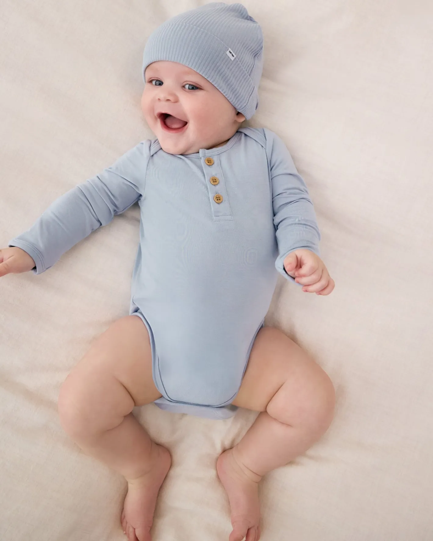 The Newborn Shop|The Newborn Shop<Little Sleepies Henley Bodysuit Light Fog
