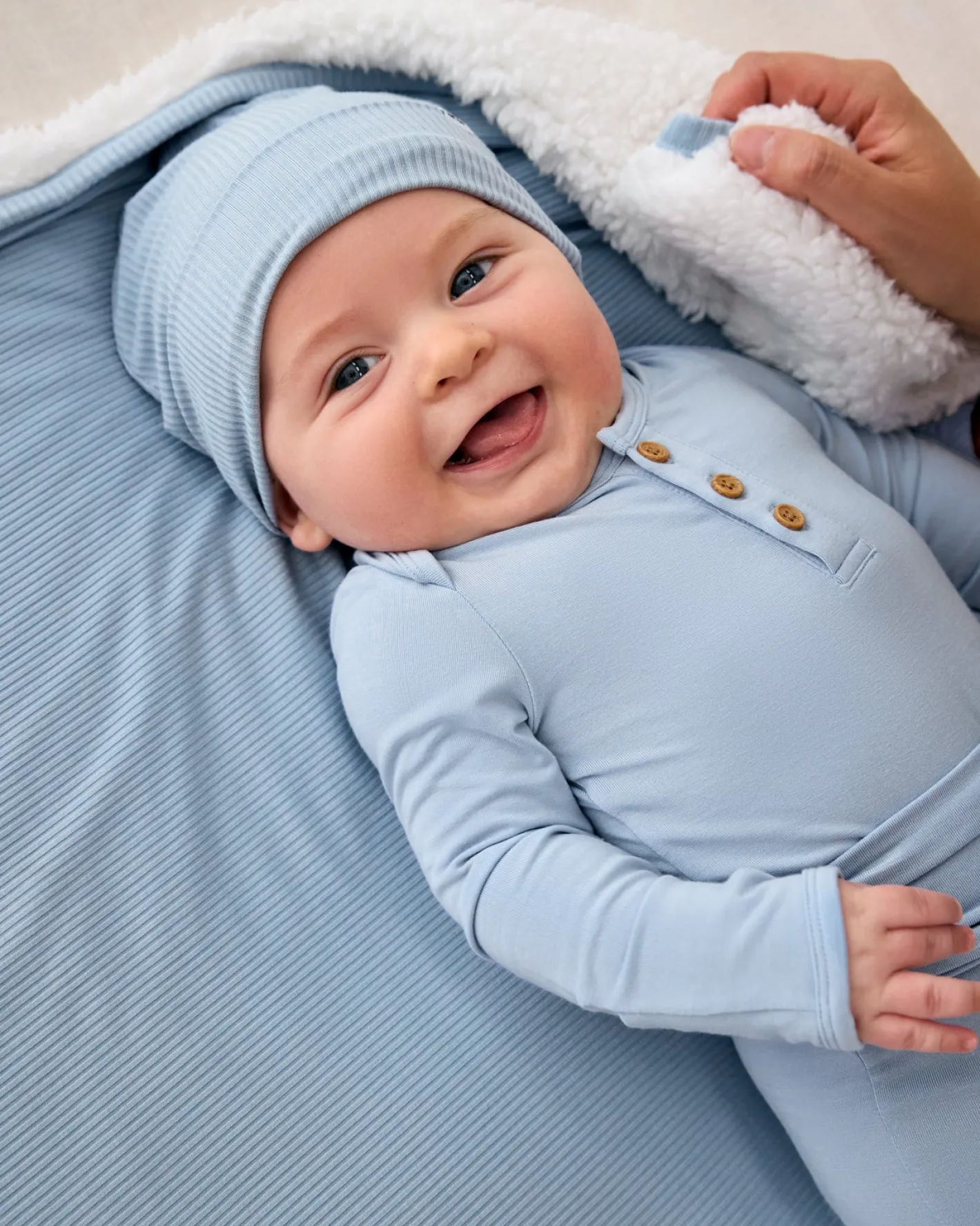 The Newborn Shop|The Newborn Shop<Little Sleepies Henley Bodysuit Light Fog