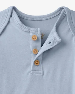 The Newborn Shop|The Newborn Shop<Little Sleepies Henley Bodysuit Light Fog