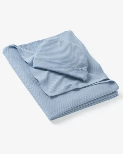 The Newborn Shop|The Newborn Shop<Little Sleepies Ribbed Swaddle & Infant Beanie Set Light Fog