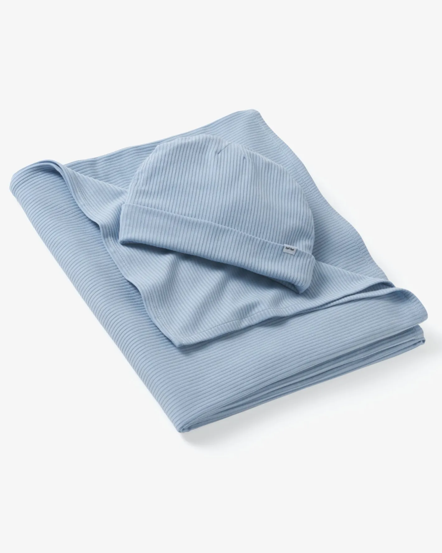 The Newborn Shop|The Newborn Shop<Little Sleepies Ribbed Swaddle & Infant Beanie Set Light Fog