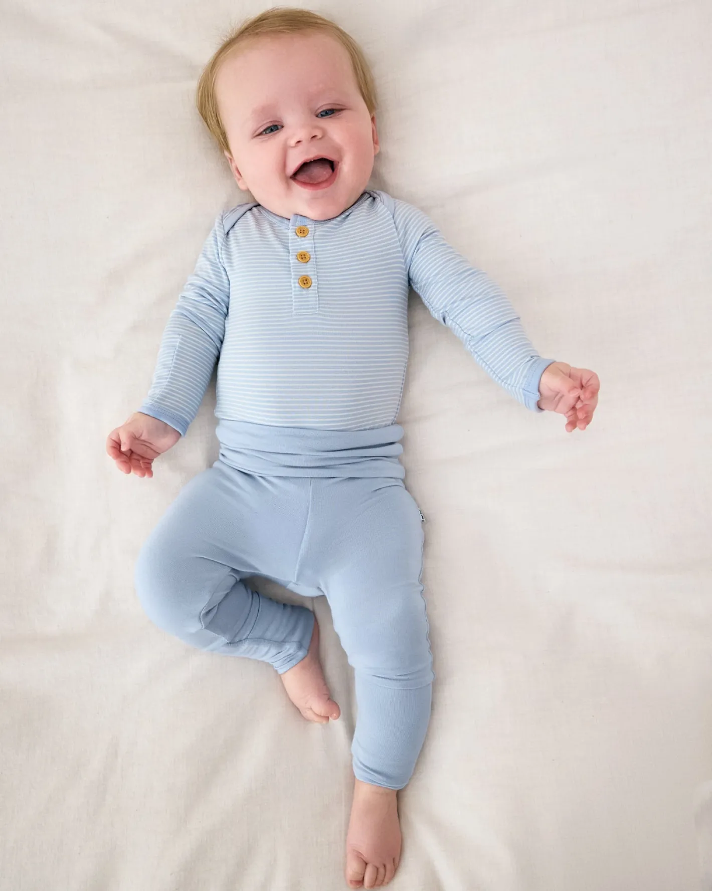The Newborn Shop|The Newborn Shop<Little Sleepies Henley Bodysuit Light Fog Stripe