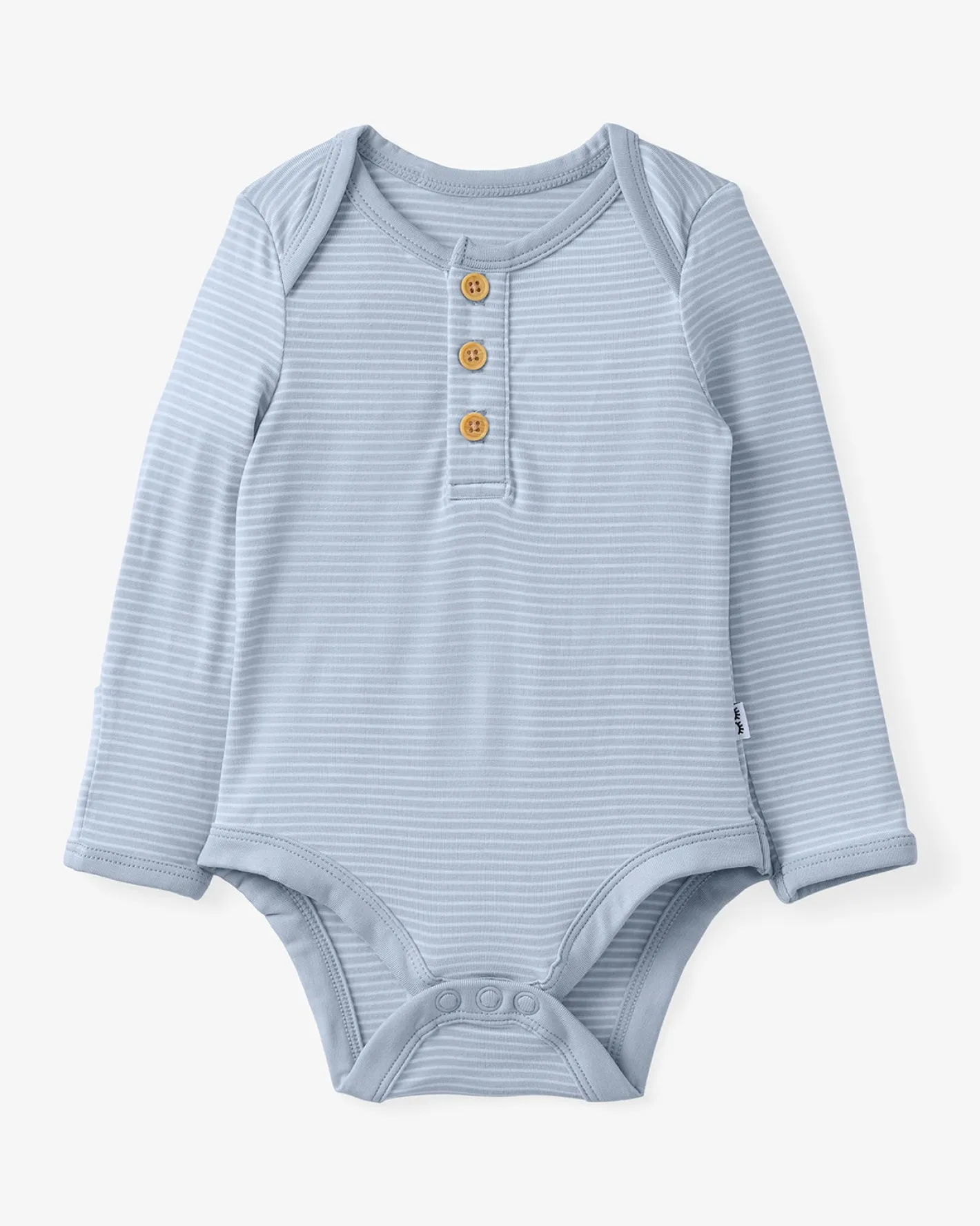 The Newborn Shop|The Newborn Shop<Little Sleepies Henley Bodysuit Light Fog Stripe