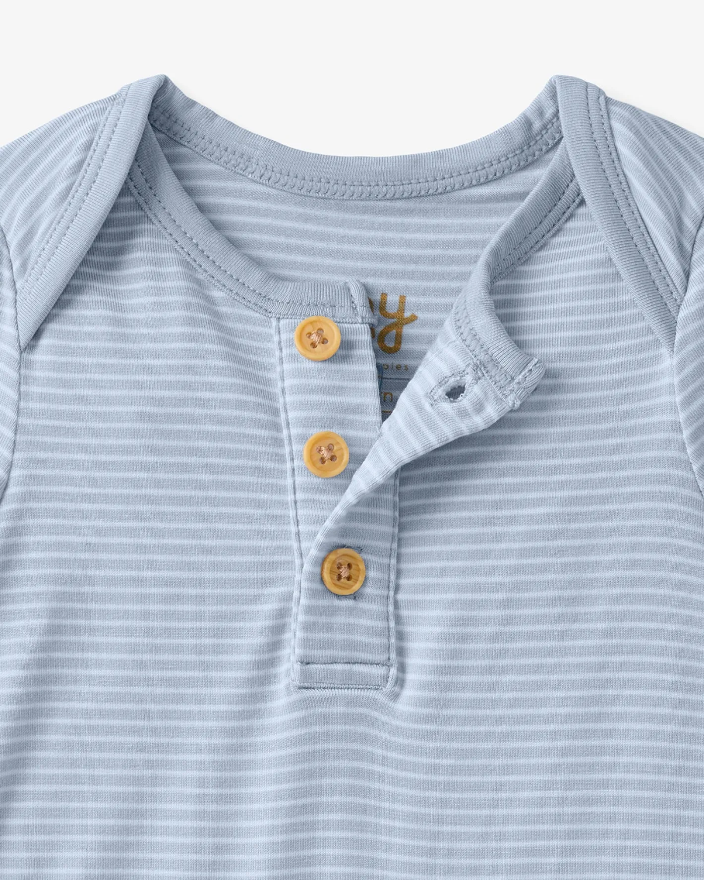 The Newborn Shop|The Newborn Shop<Little Sleepies Henley Bodysuit Light Fog Stripe