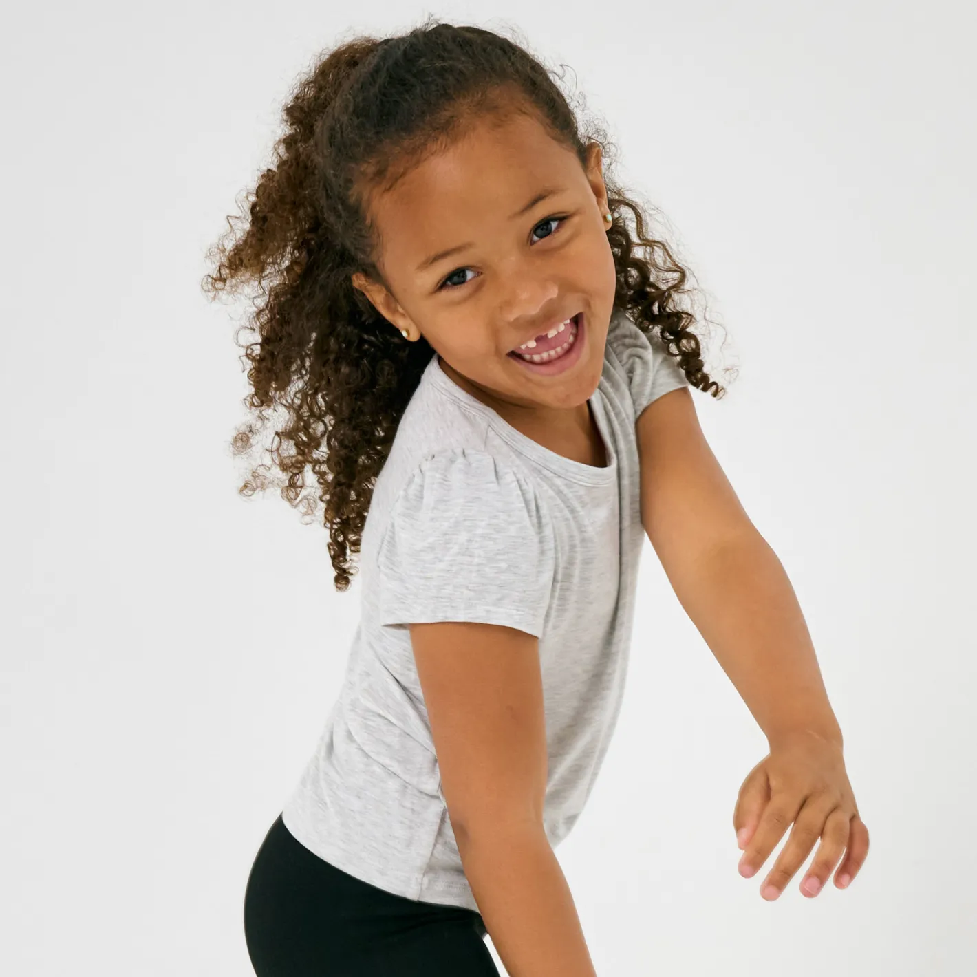 Everyday Essentials|Everyday Essentials<Little Sleepies Puff Sleeve Tee Light Heather Gray