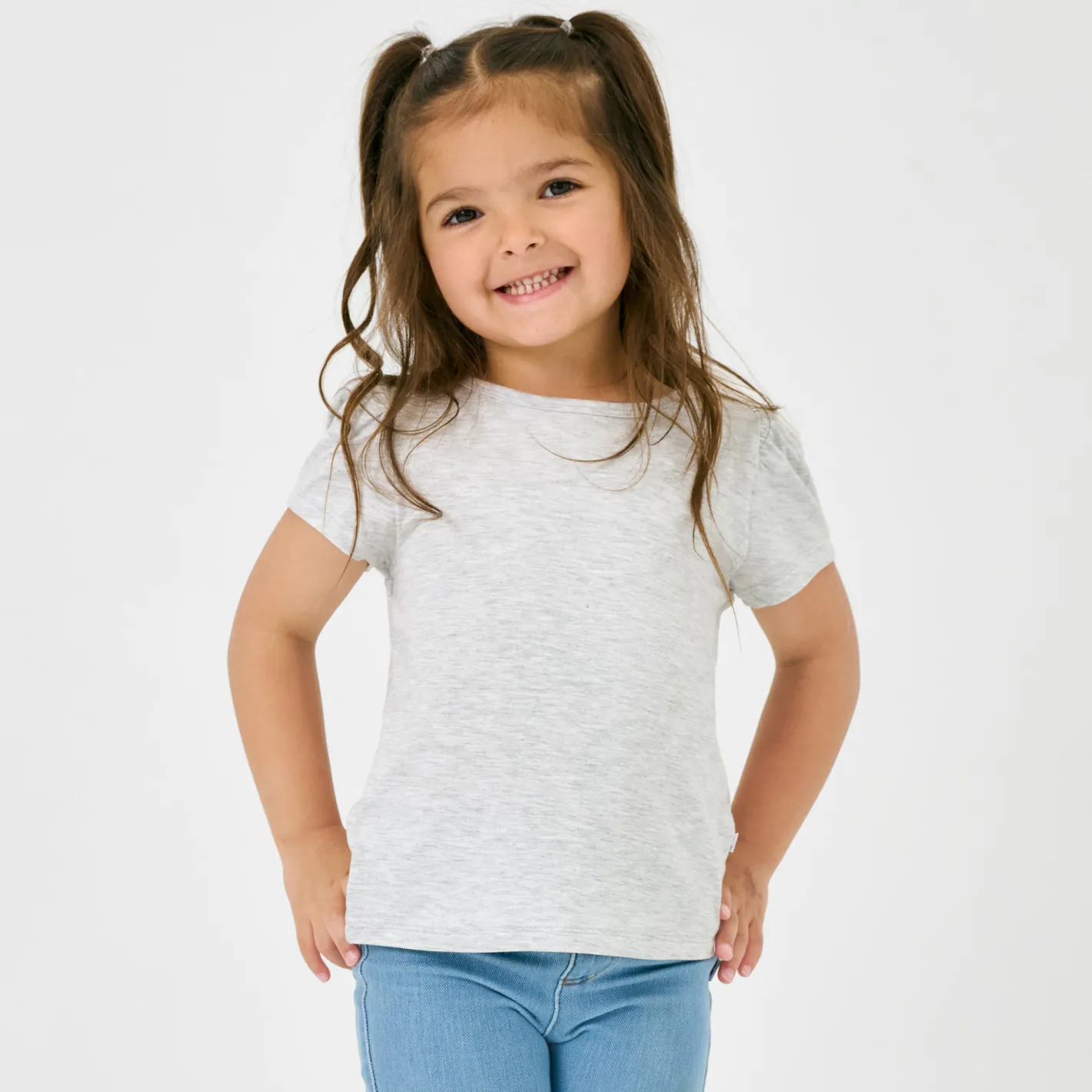 Everyday Essentials|Everyday Essentials<Little Sleepies Puff Sleeve Tee Light Heather Gray