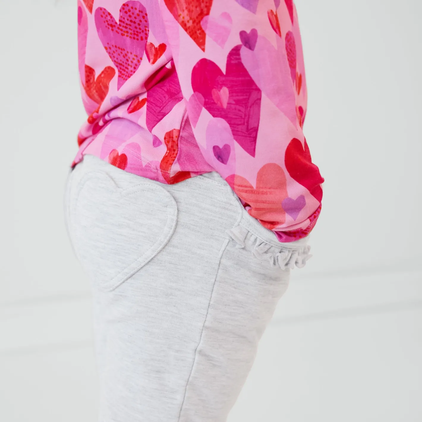 Bottoms|Bottoms<Little Sleepies Ruffle Heart Pocket Pants Light Heather Gray