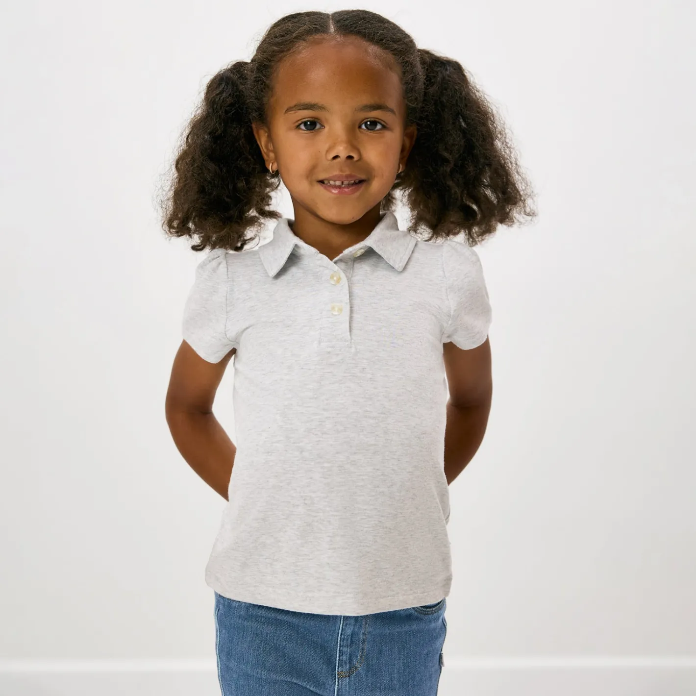 Tops & Tees|Tops & Tees<Little Sleepies Puff Sleeve Polo Light Heather Gray