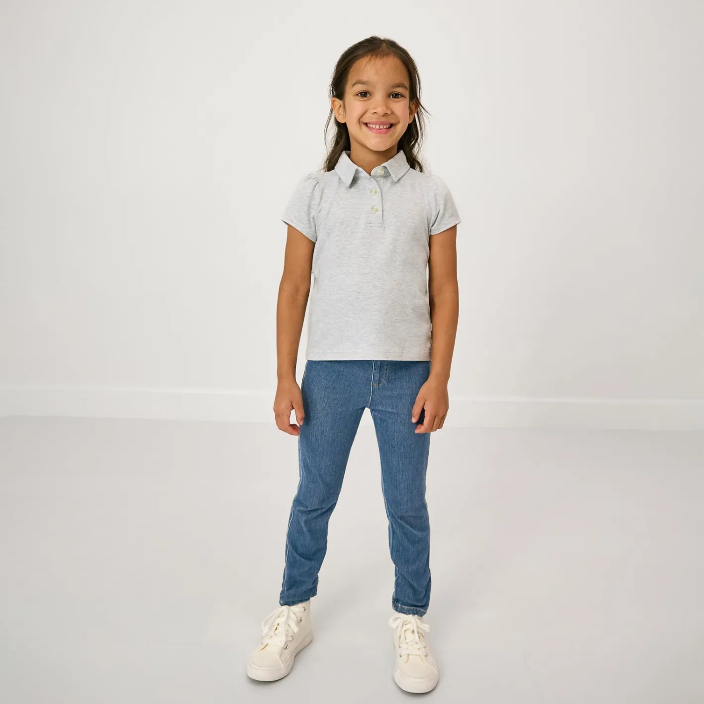 Tops & Tees|Tops & Tees<Little Sleepies Puff Sleeve Polo Light Heather Gray