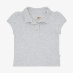 Tops & Tees|Tops & Tees<Little Sleepies Puff Sleeve Polo Light Heather Gray